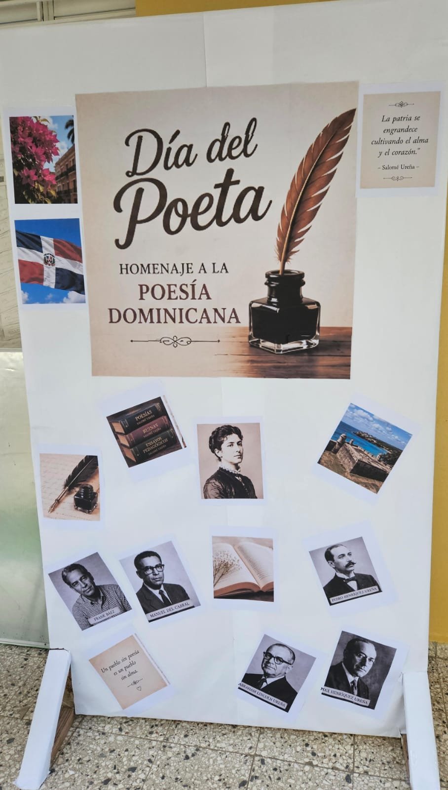 Mural Día del Poeta, homenaje a la poesía dominicana, con retratos de poetas dominicanos